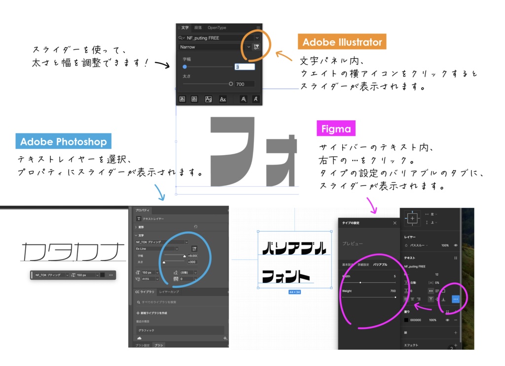 カタカナのバリアブルフォント|プティング Free