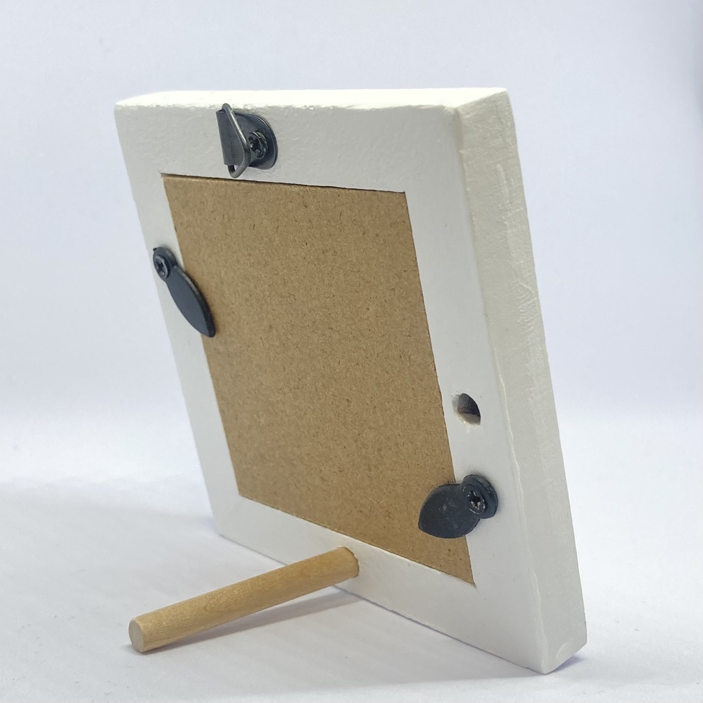 【リメイク】ミニ原画 フレーム 枠 額 額縁 吊り スタンド付 リメイク 白 ホワイト