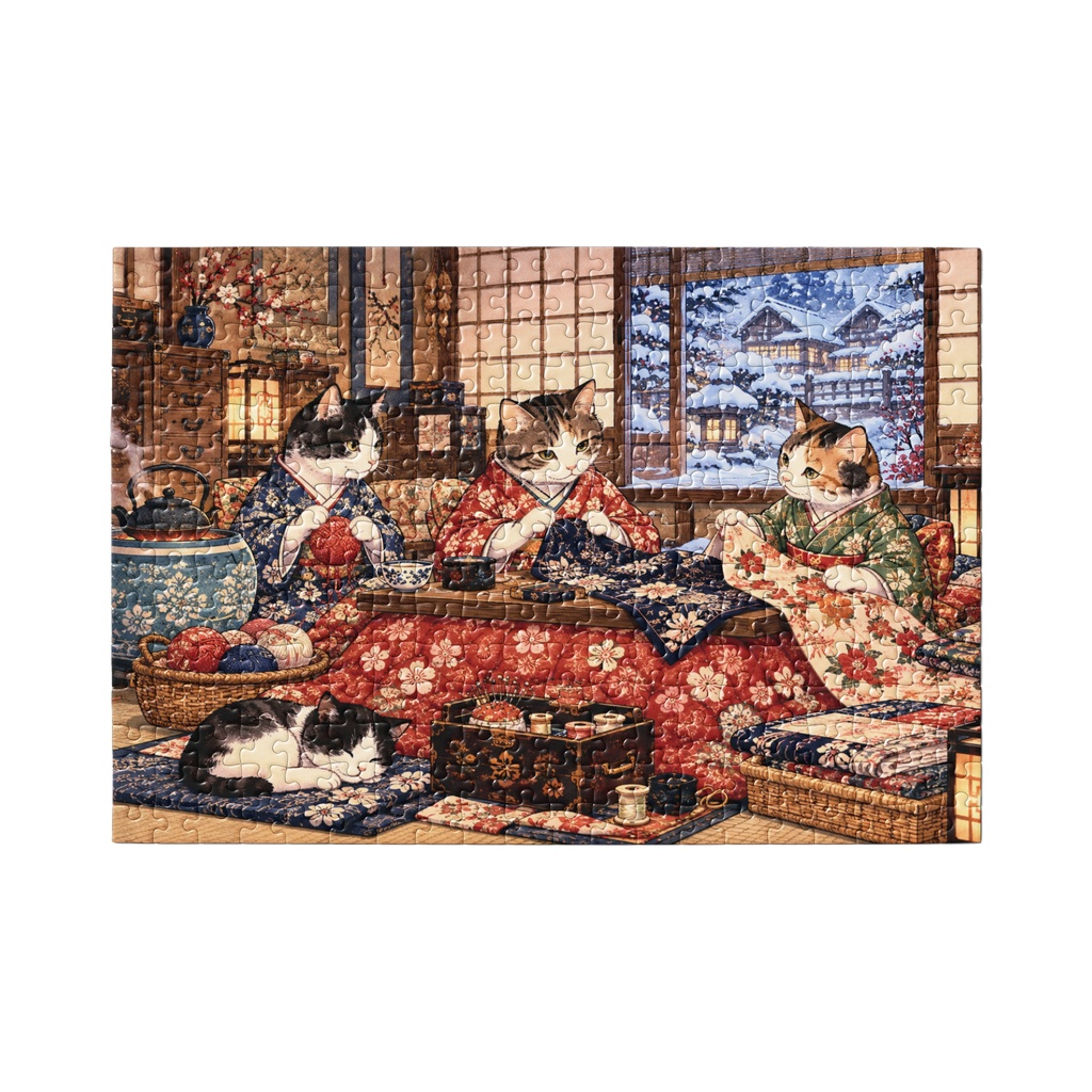 冬の繕い物と猫たち