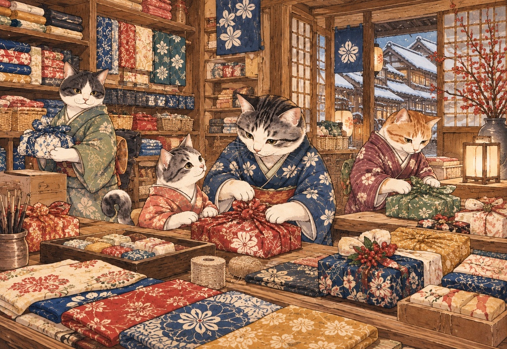 冬の贈り物 ~猫たちの風呂敷屋さん~