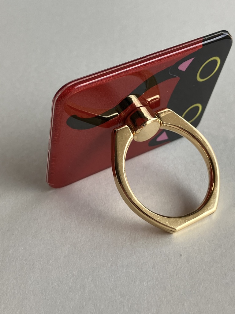 黒猫スマホリング(赤)