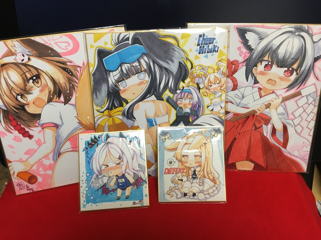 【描き下ろし色紙】ヒビキ（応援団）セリカ（正月）イズナ（体操服）