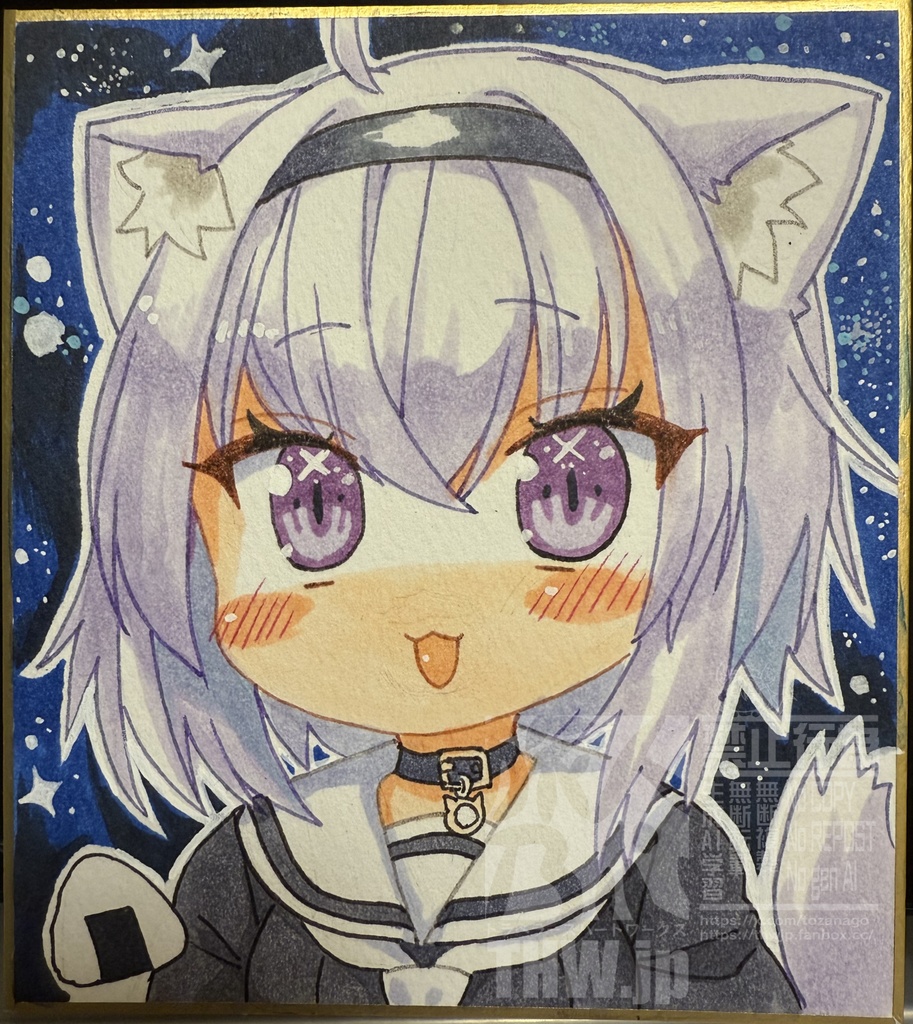 【お迎え済】【描き下ろし色紙】【ホロクル9th】ホロライブメンバー二次創作色紙、SD沙花叉クロヱ、モレイラ推しさくらみこ、宇宙おかゆ、SDアユンダ・リス