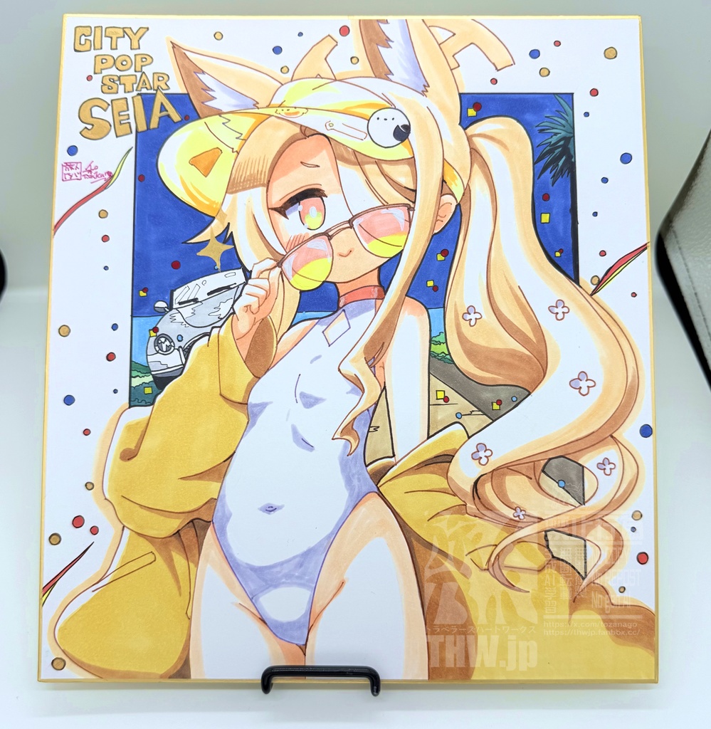 【完売しました】【描き下ろし色紙】二次創作色紙、水着セイア 水着マエストラーレ色紙【Lサイズ大色紙】