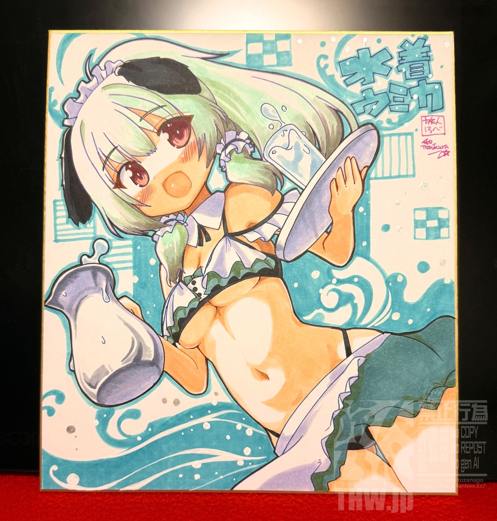 【完売しました】【描き下ろし色紙】二次創作色紙、水着雪風 水着ウミカ色紙【Lサイズ大色紙】