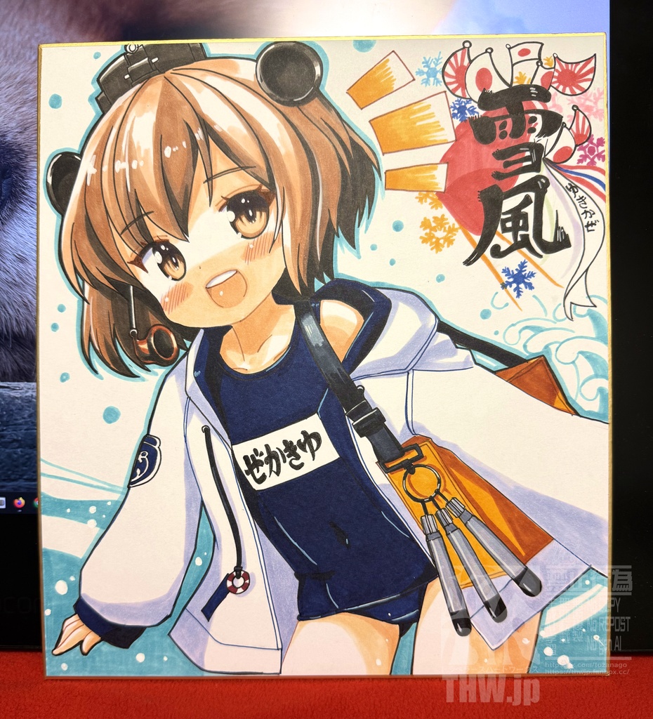 【完売しました】【描き下ろし色紙】二次創作色紙、水着雪風 水着ウミカ色紙【Lサイズ大色紙】