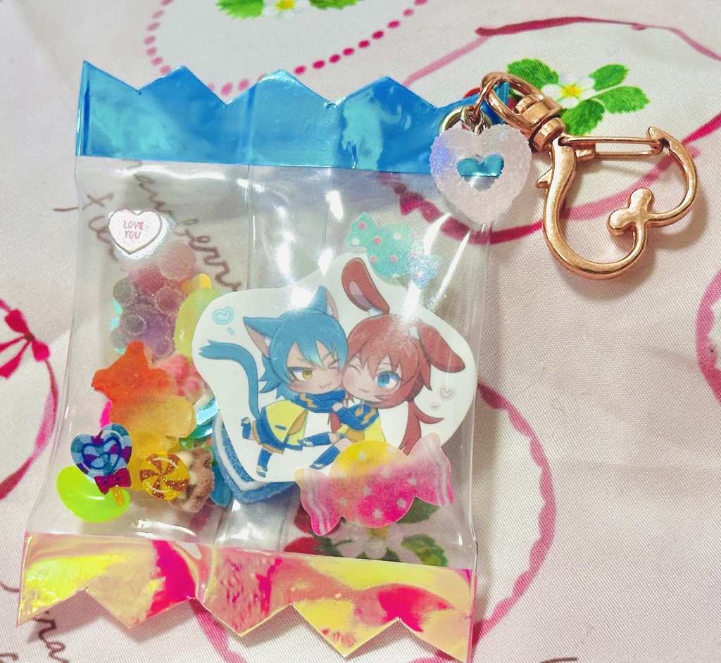 蘭マサ蘭お菓子風シャカシャカキーホルダー（ピンクチャームVer.）