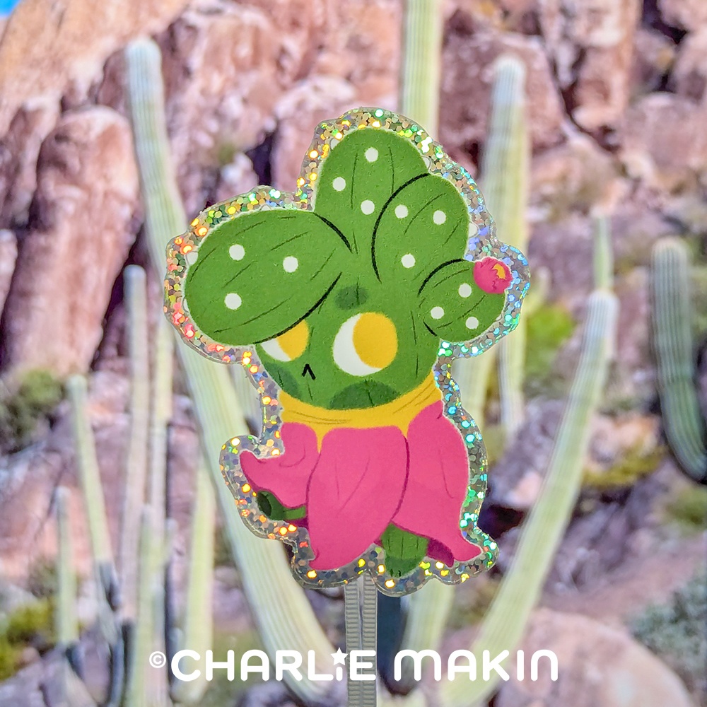 【カクタス・キッド】グリッター・ステッカー(大)