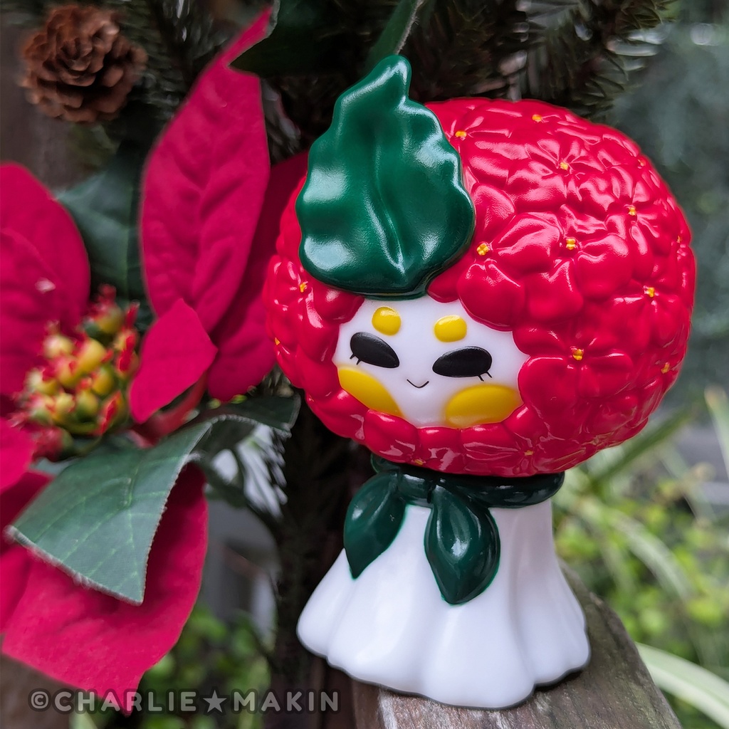 ✨新作✨てるてるハナバナ ★ ソフビ (ポインセチアカラー版)🎄