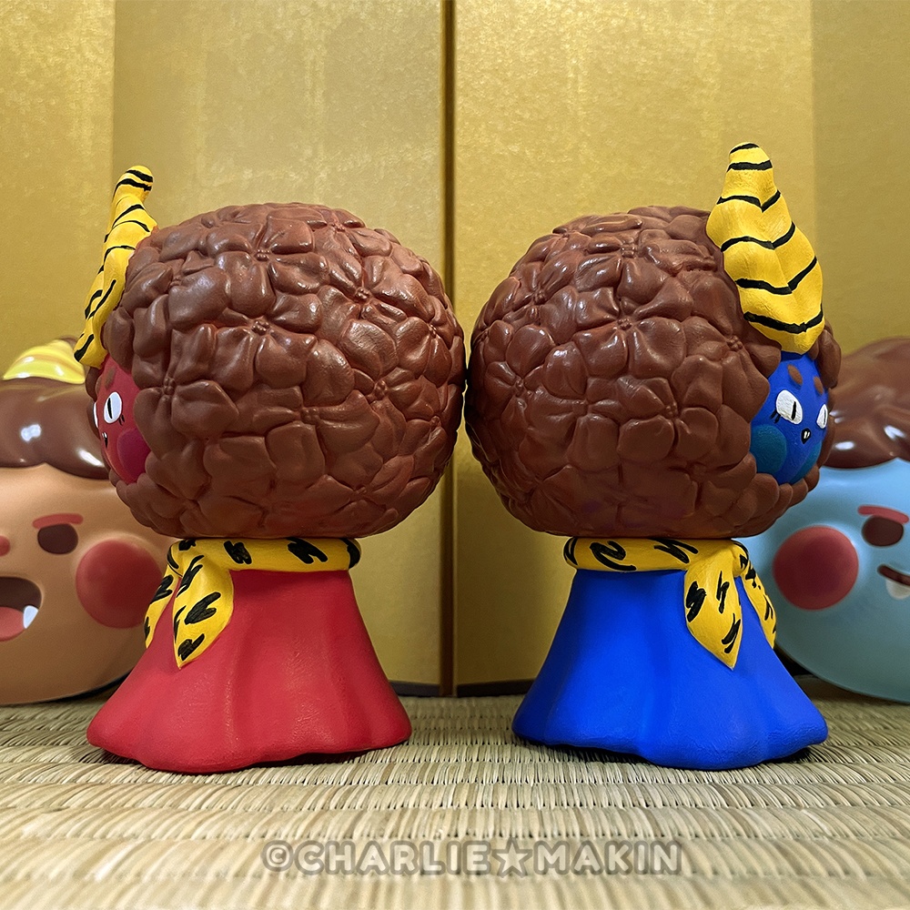 【てるてるハナバナ 】ソフビ★鬼 ペアセット(赤+青)❤️👹💙