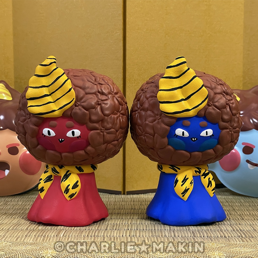 【てるてるハナバナ 】ソフビ★鬼 ペアセット（赤＋青）❤️👹💙