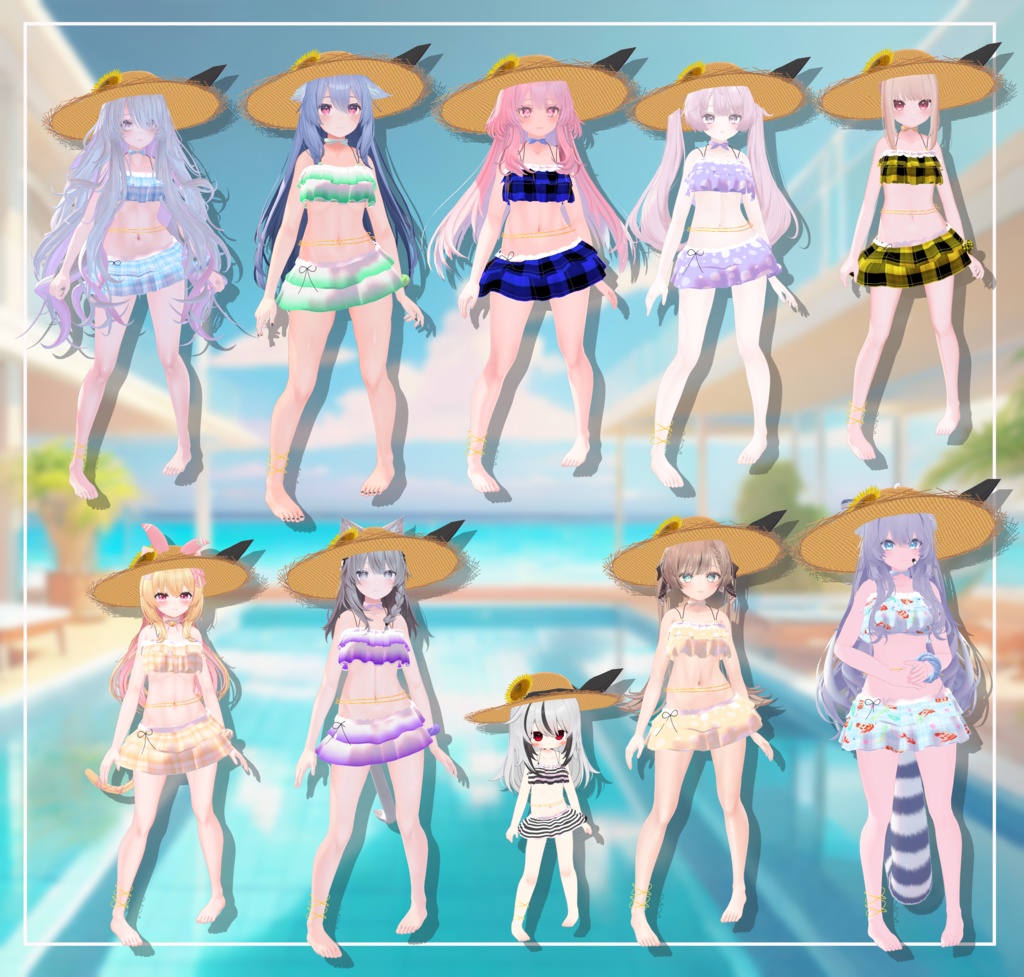 【27アバター対応】夏色フリル水着