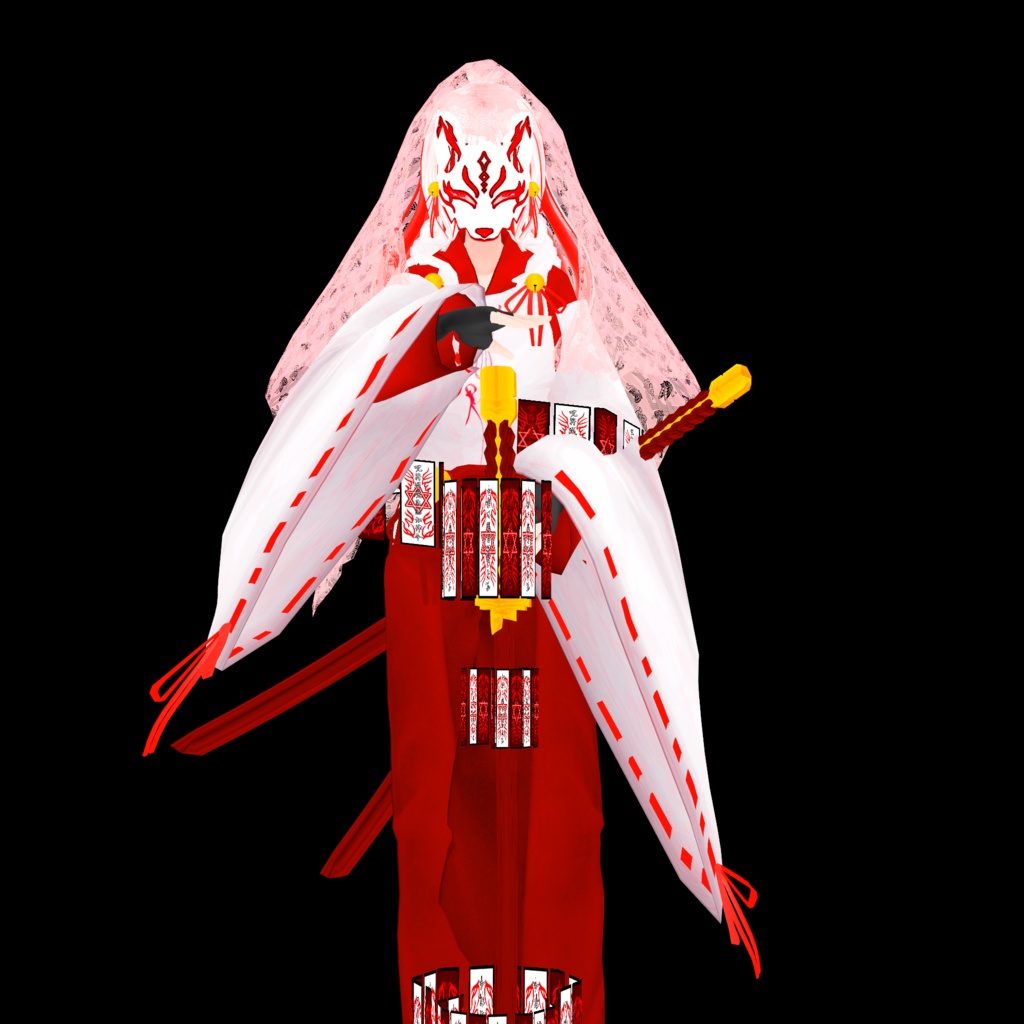 巫女【神巫 紅願】(素体vroidデータ付き)
