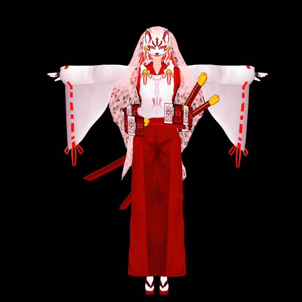 巫女【神巫 紅願】(素体vroidデータ付き)