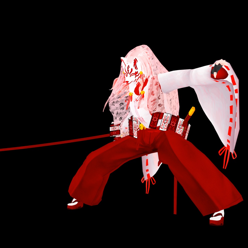 巫女【神巫 紅願】(素体vroidデータ付き)