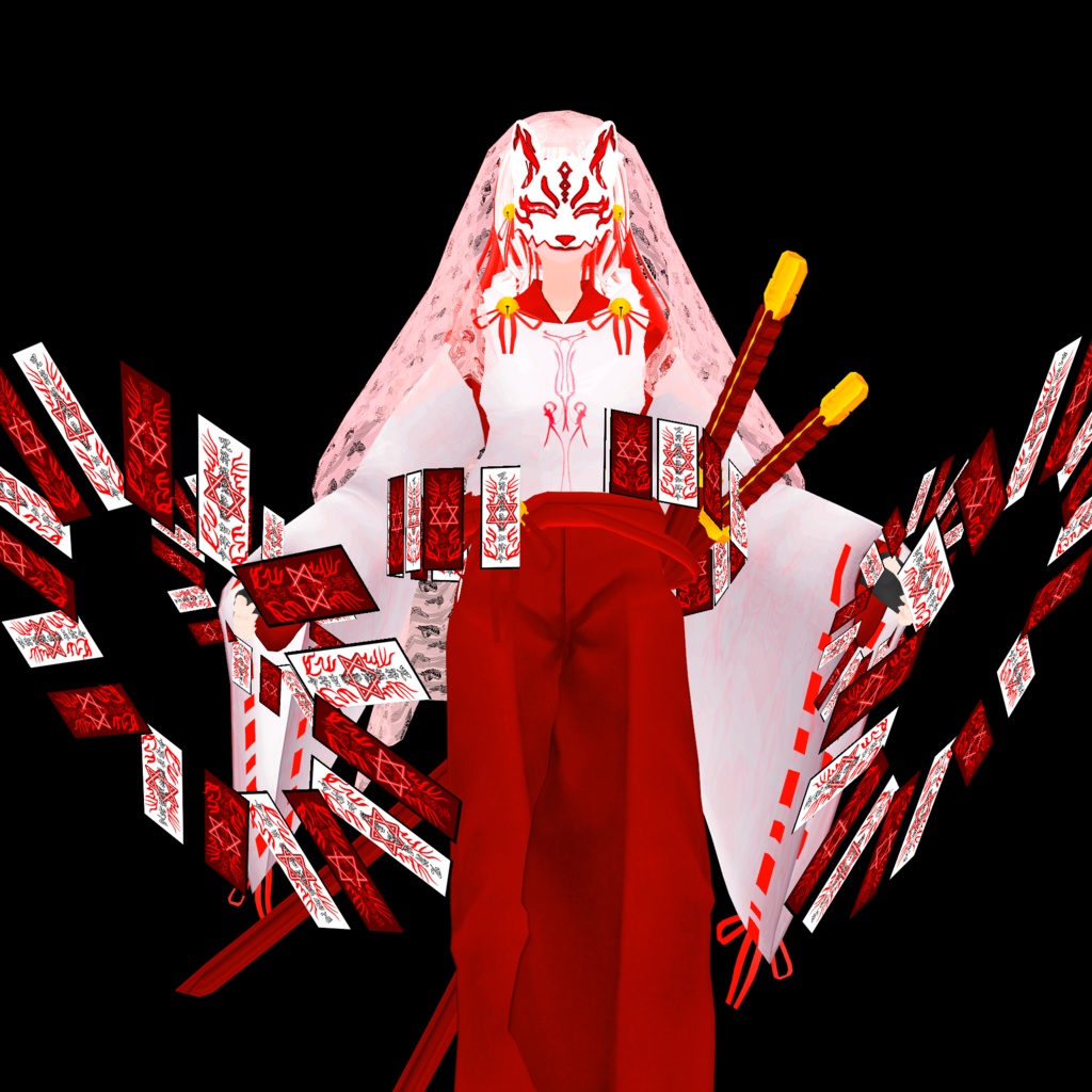 巫女【神巫 紅願】(素体vroidデータ付き)