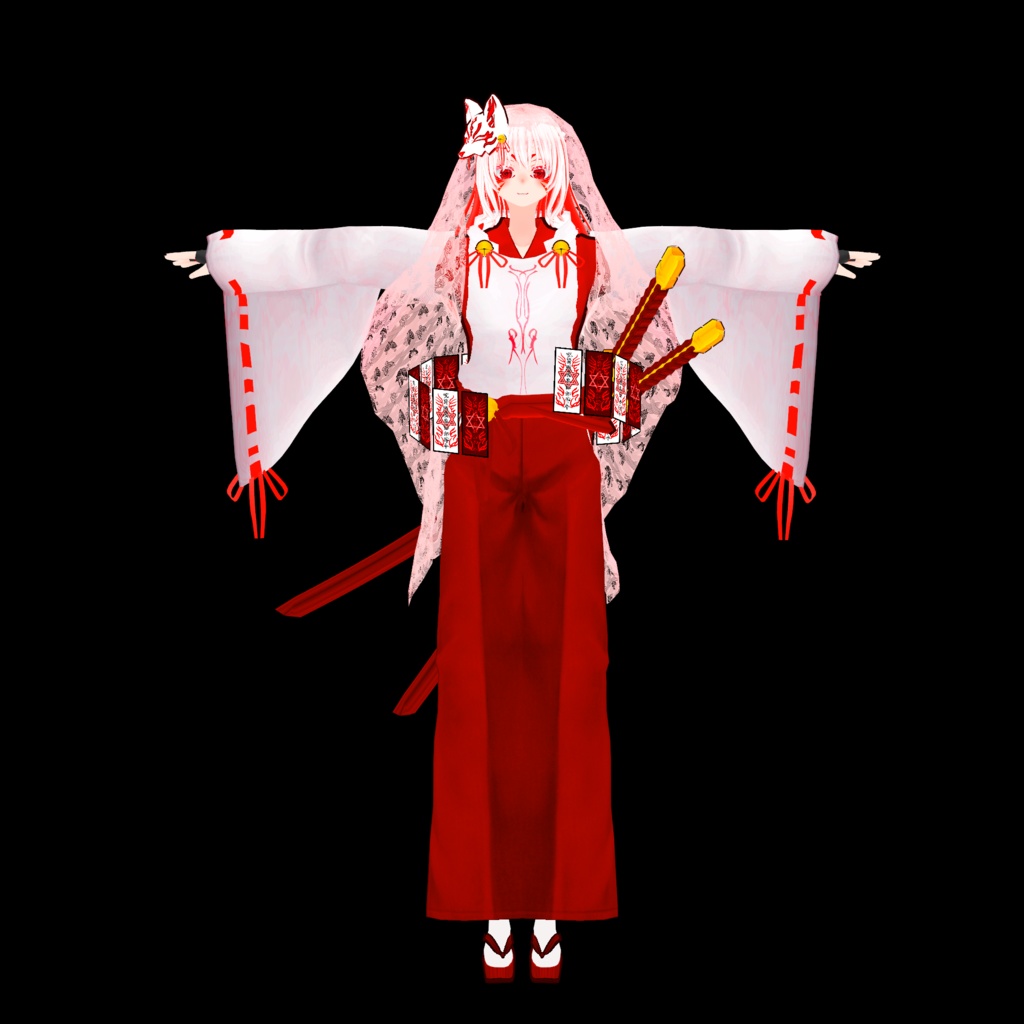 巫女【神巫 紅願】(素体vroidデータ付き)