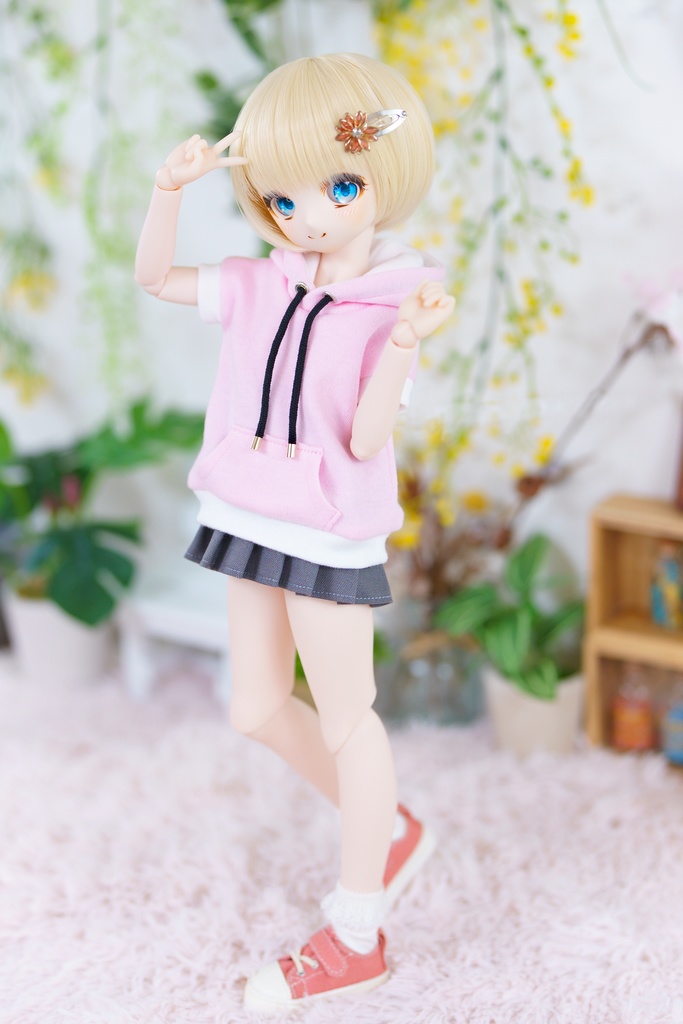 半袖パーカー バイカラー [MDD・ドール服]