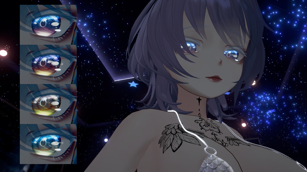 【桔梗専用】動く!!流れ雲と銀河の瞳+タトゥー