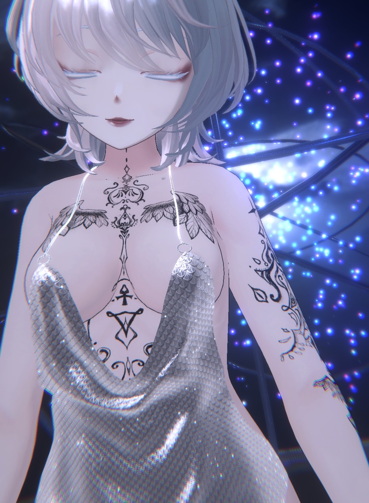 【桔梗専用】動く!!流れ雲と銀河の瞳+タトゥー