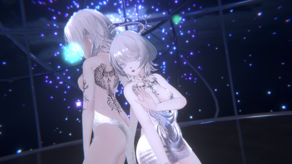 【SELESTIA用】動く!!流れ雲と銀河の瞳+吸血鬼風メイク+タトゥー