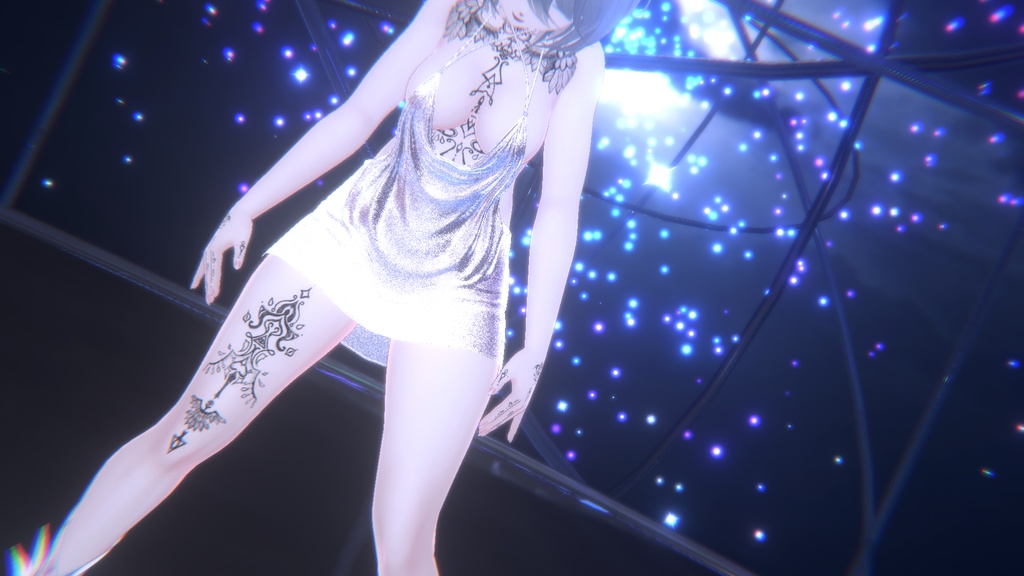 【SELESTIA用】動く!!流れ雲と銀河の瞳+吸血鬼風メイク+タトゥー