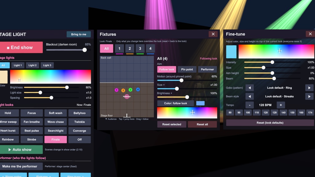 StageLight Control System / GZC Light Kit(꿀죽창 ライトキット)|VRChatワールド用 ステージ照明演出システム