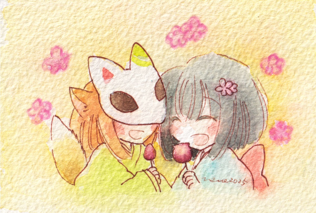 額装原画）いっしょにお祭り