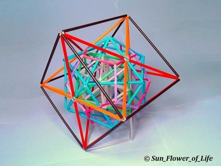 立体メタトロンキューブ［光色ミックス］　3D Metatron’s Cube  [Luminous Color Mix]