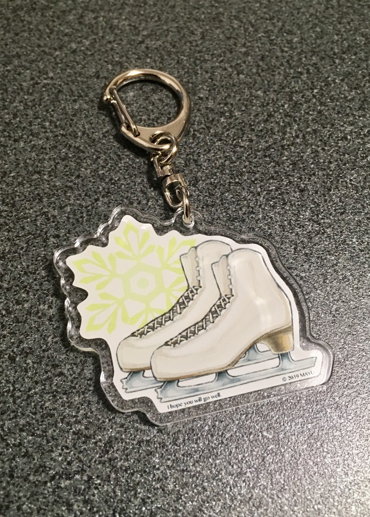スケート靴のキーホルダー【白/グリーン】
