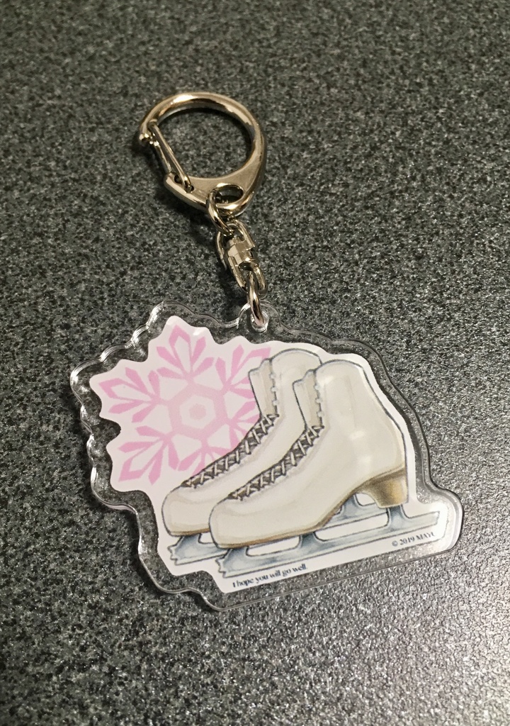 スケート靴のキーホルダー【白/ピンク】