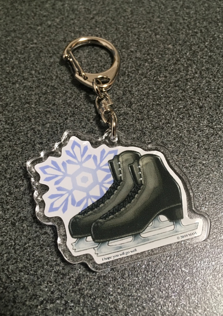 スケート靴のキーホルダー【黒/ブルー】