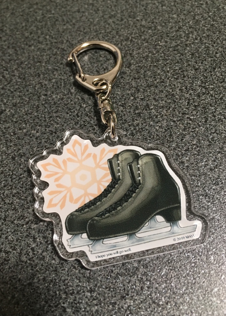 スケート靴のキーホルダー【黒/オレンジ】