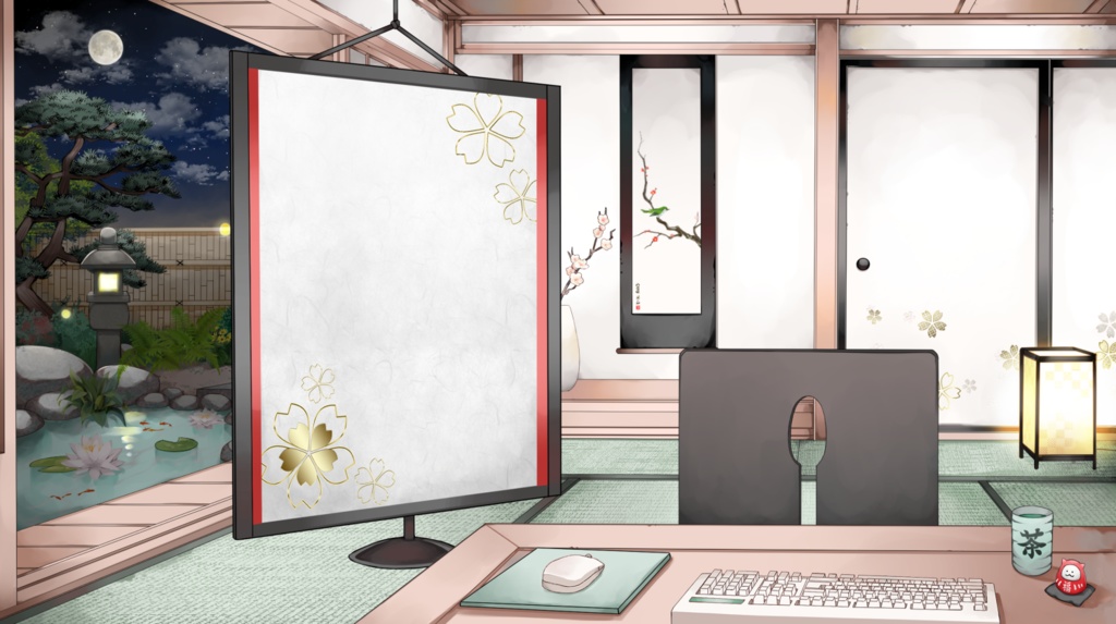【配信用背景セット】和室(夜)【動くver】