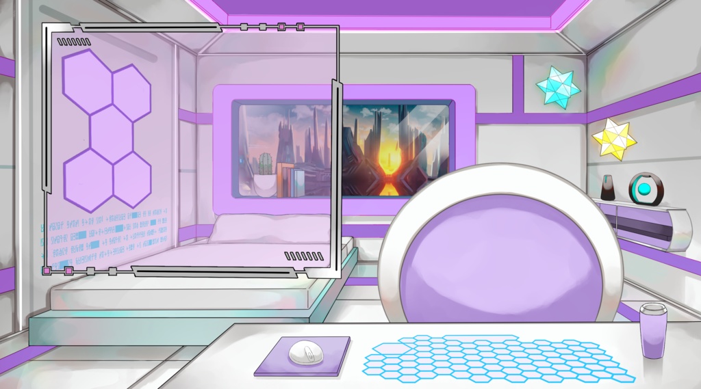 【配信用背景セット】未来の部屋【VTS対応】