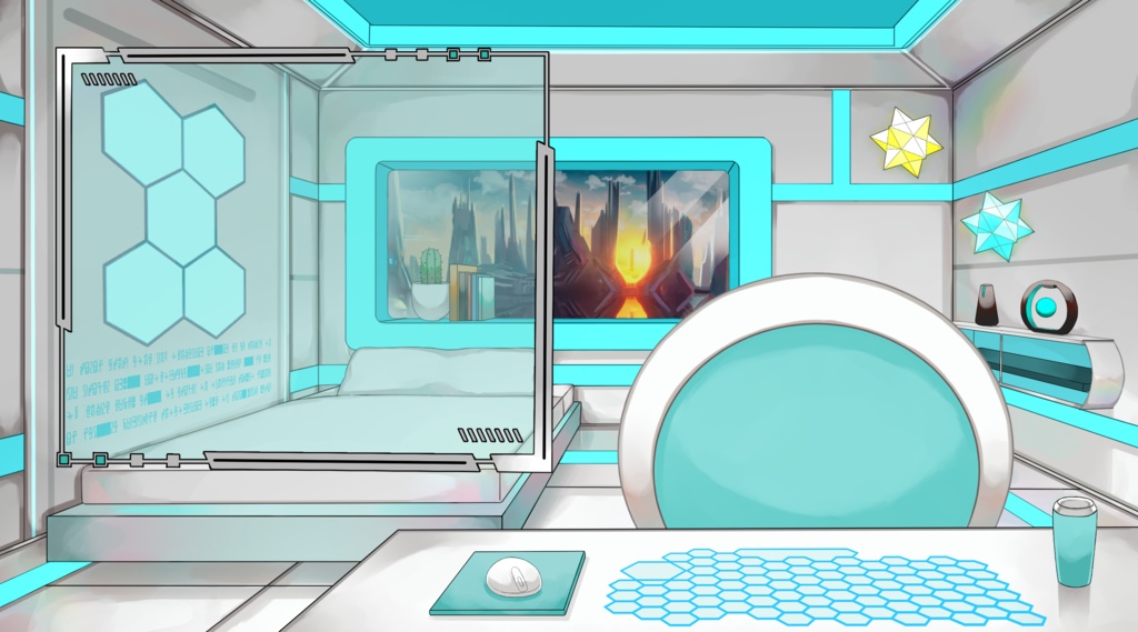 【配信用背景セット】未来の部屋【VTS対応】