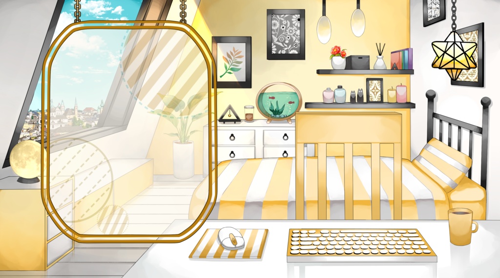 【配信用背景セット】小さな屋根裏部屋【昼ver】