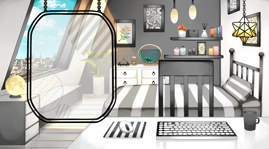 【配信用背景セット】小さな屋根裏部屋【昼ver】