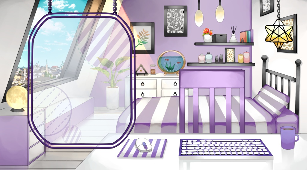 【配信用背景セット】小さな屋根裏部屋【昼ver】