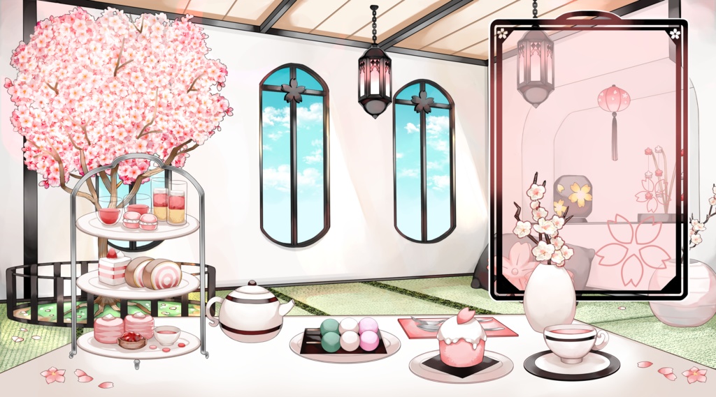 【配信用背景セット】季節の部屋《春》【VTS対応】