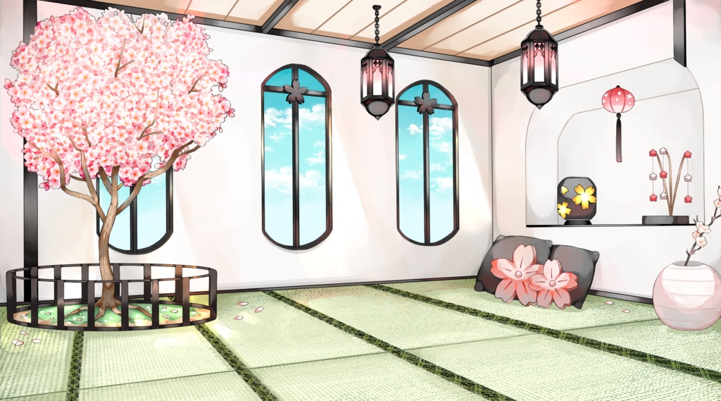 【配信用背景セット】季節の部屋《春》【VTS対応】