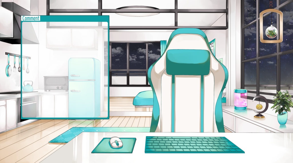 【配信用背景セット】マンションの一室【夜ver】