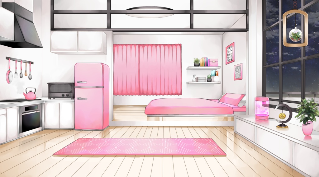 【配信用背景セット】マンションの一室【夜ver】