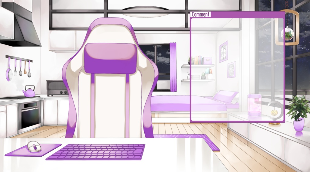 【配信用背景セット】マンションの一室【夜ver】