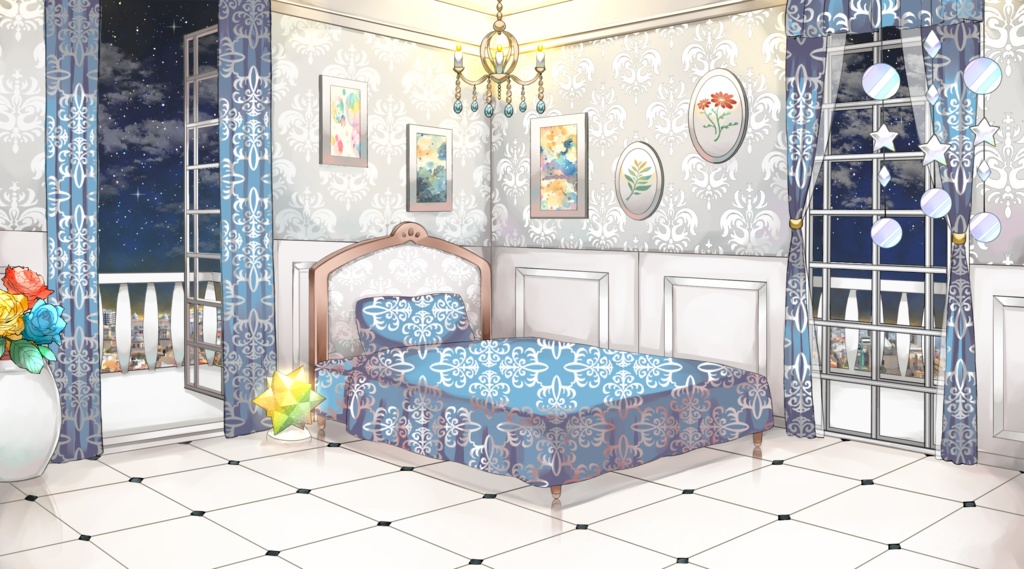 【配信用背景セット】洋室2【夜ver】