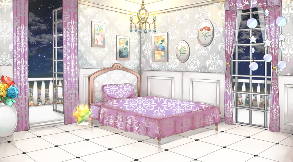 【配信用背景セット】洋室2【夜ver】