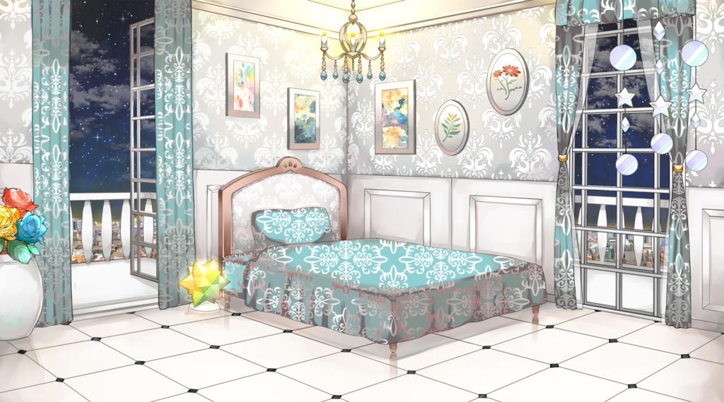 【配信用背景セット】洋室2【夜ver】