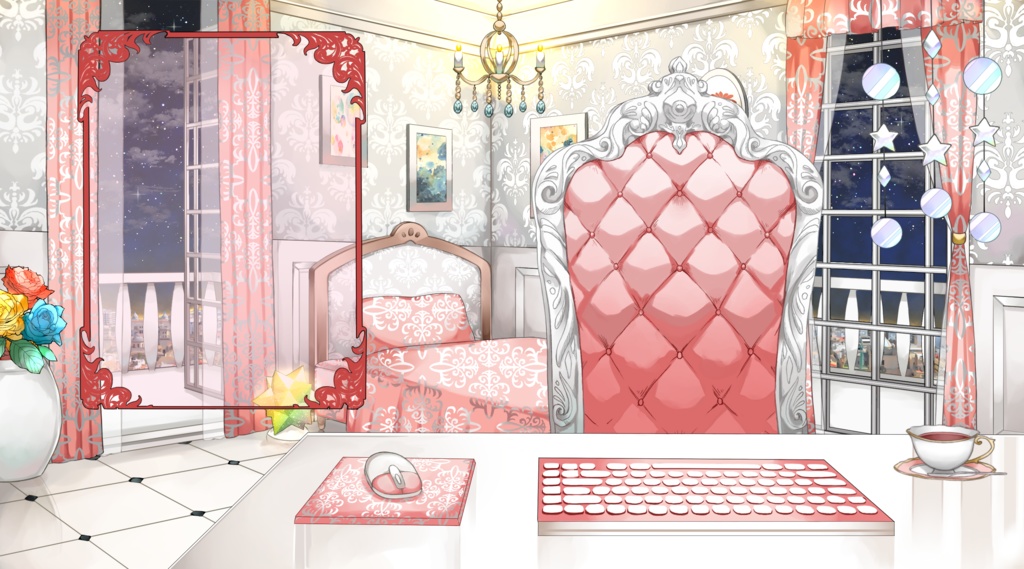 【配信用背景セット】洋室2【夜ver】