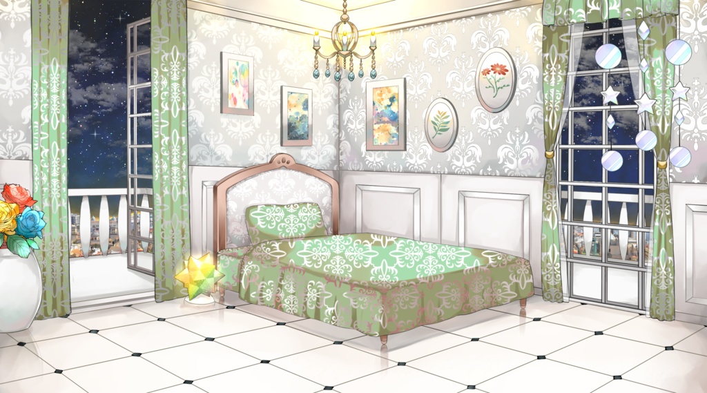 【配信用背景セット】洋室2【夜ver】