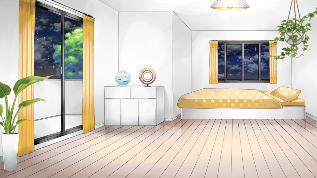 【動く配信用背景セット】普通の部屋【夜ver】